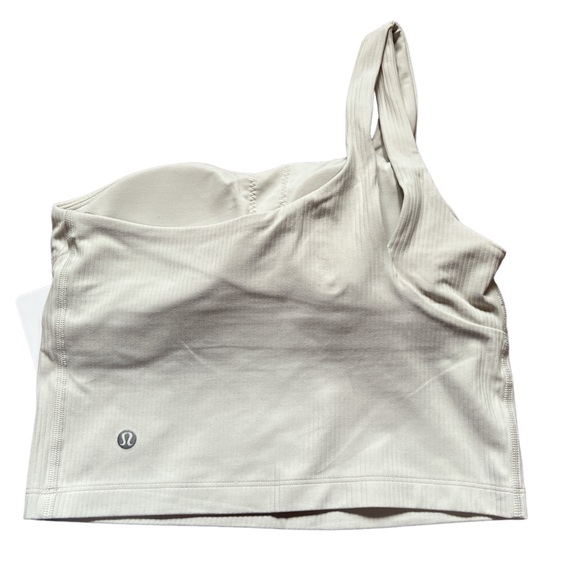 LULULEMON RIBBED NULU ASYMMETRICAL YOGA TANK in BONE (off-white). SIZE 6. NWT! - Picture 3 of 7
